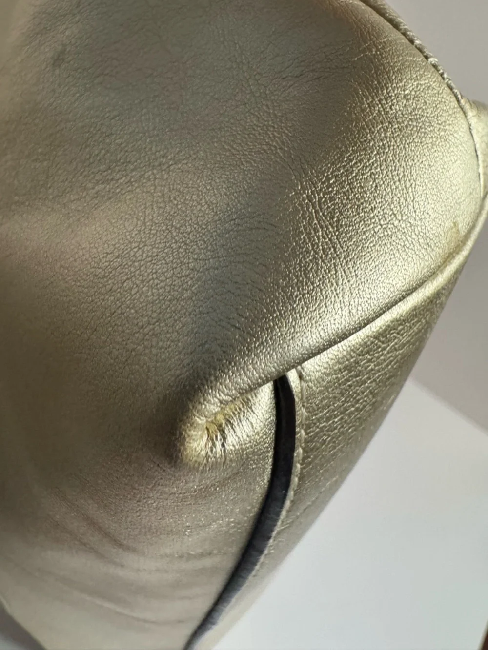 💖 #255 Coach Laura Leather Signature Print Metallic Gold Shoulder Tote Bag